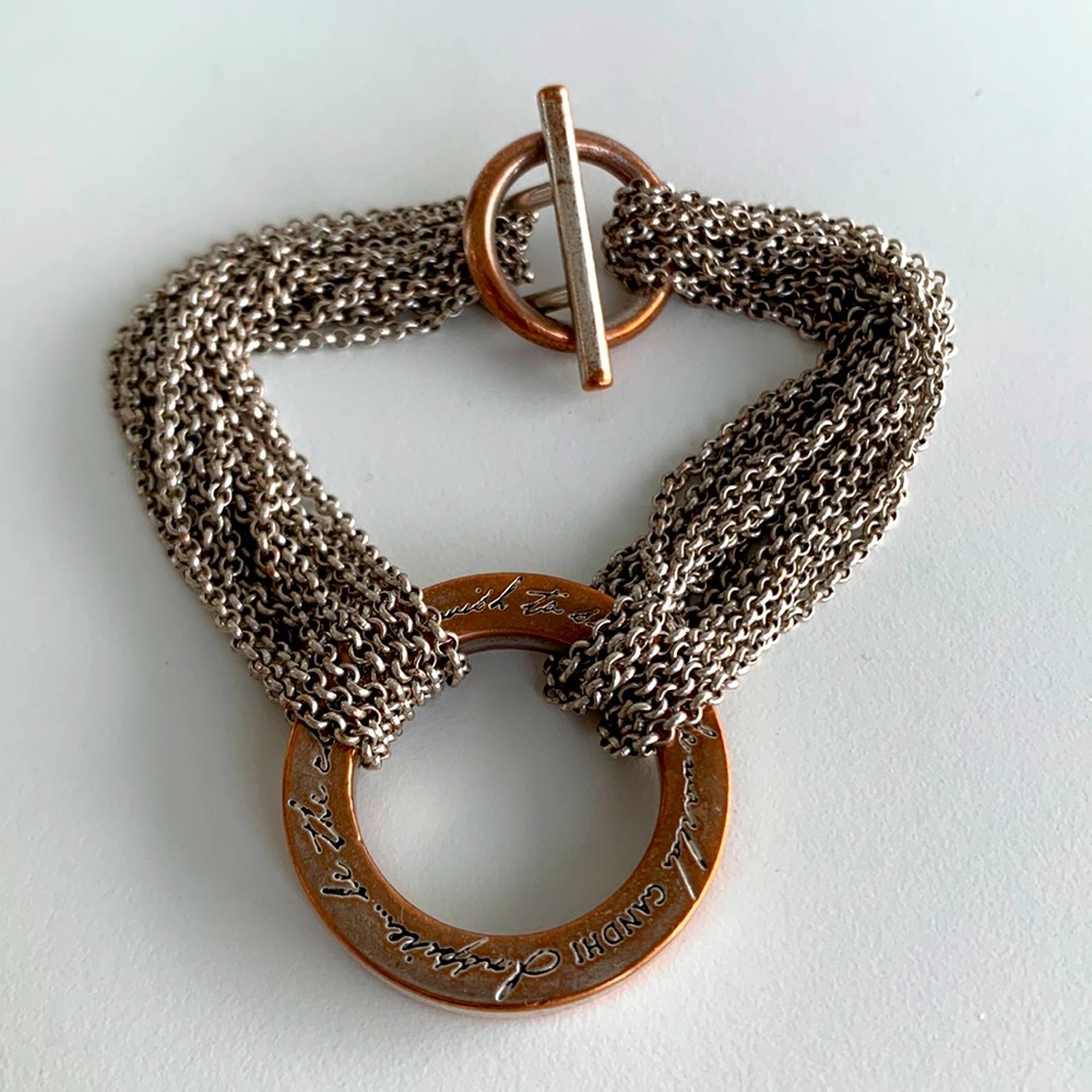 be the change you wish to see in the world multi strand toggle closure bracelet